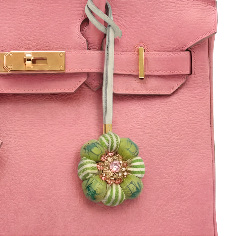 Equestrian Stripe Silk Necktie Bag Charm