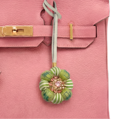 Equestrian Stripe Silk Necktie Bag Charm