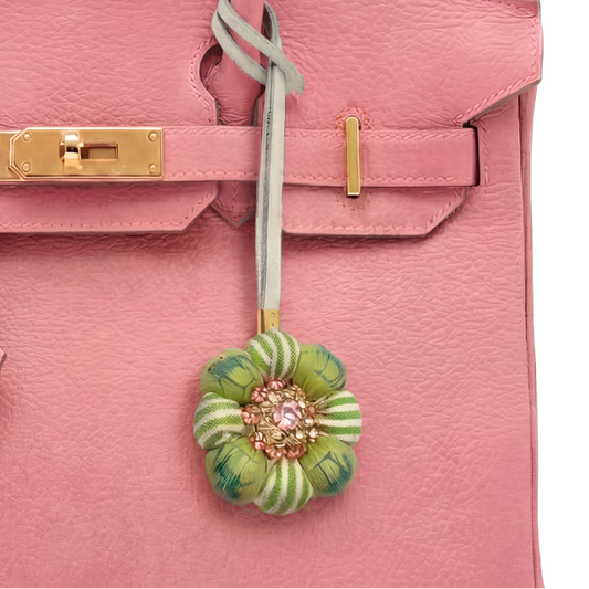 Equestrian Stripe Silk Necktie Bag Charm