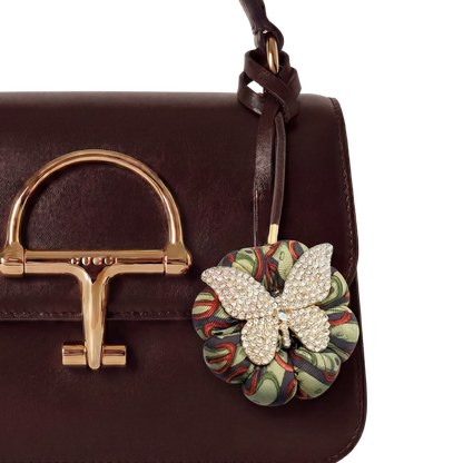 Butterfly Belt Print Vintage Silk Necktie Bag Charm