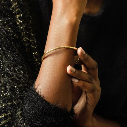 Thin Textured Brass Bangle | Raha