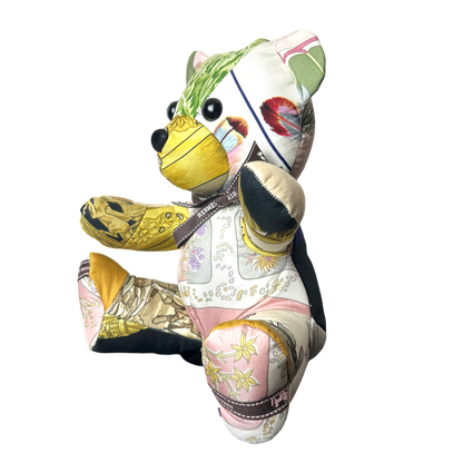 Vintage Silk Scarf Tender Teddy Bear