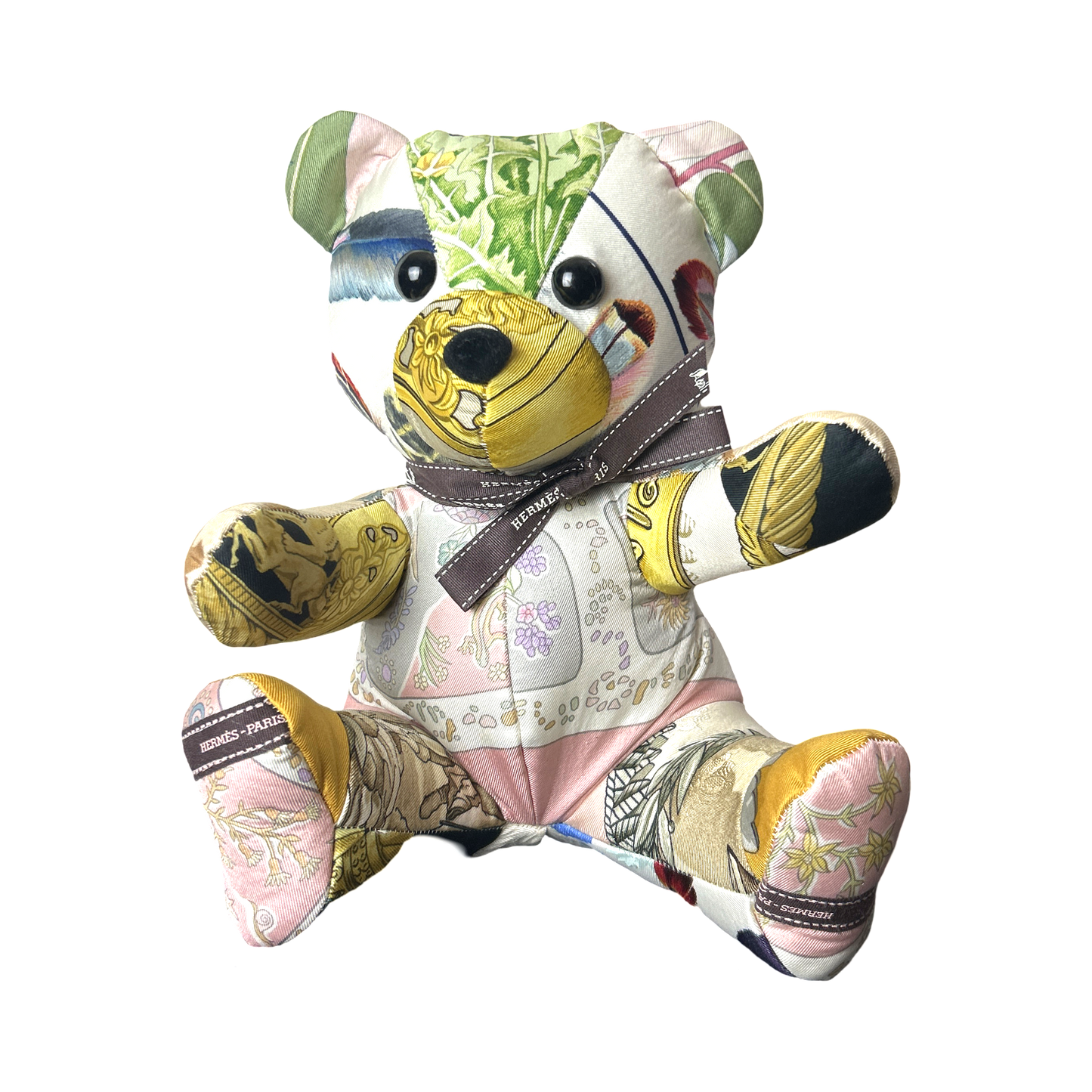 Vintage Silk Scarf Tender Teddy Bear