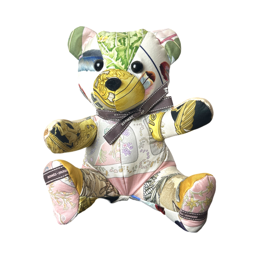 Vintage Silk Scarf Tender Teddy Bear