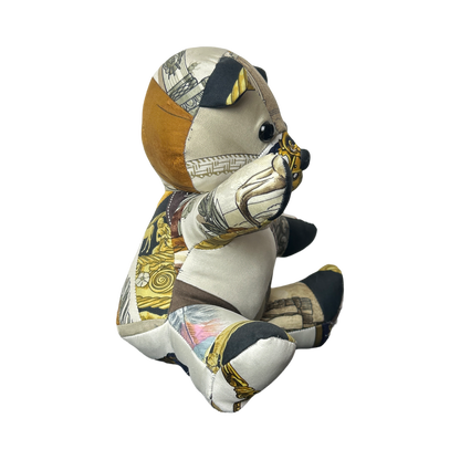 Vintage Silk Scarf Tender Teddy Bear
