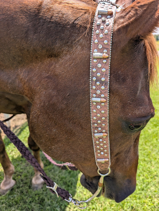 Remington Single Ear Headstall & Breast Collar Set – Crystal Accents & Bullet Conchos