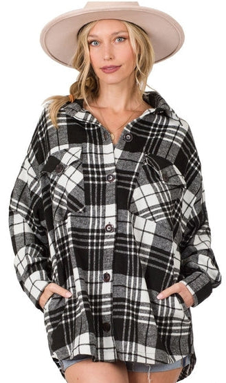 Zenana Oversized Yarn Died Plaid Shacket