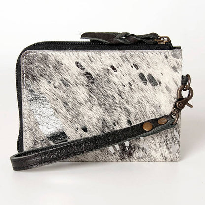 Hair-On Cowhide Leather Coin Purse Western Mini Zip Wallet