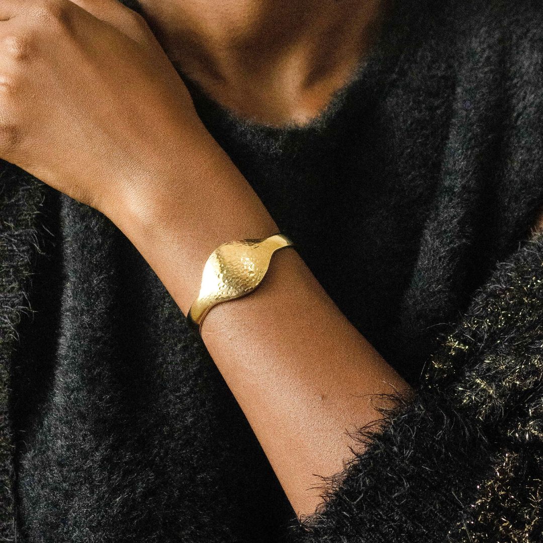 Hammered Open Brass Cuff Bracelet | Asili