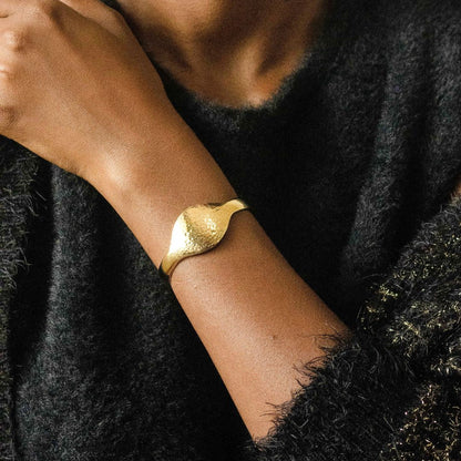 Hammered Open Brass Cuff Bracelet | Asili