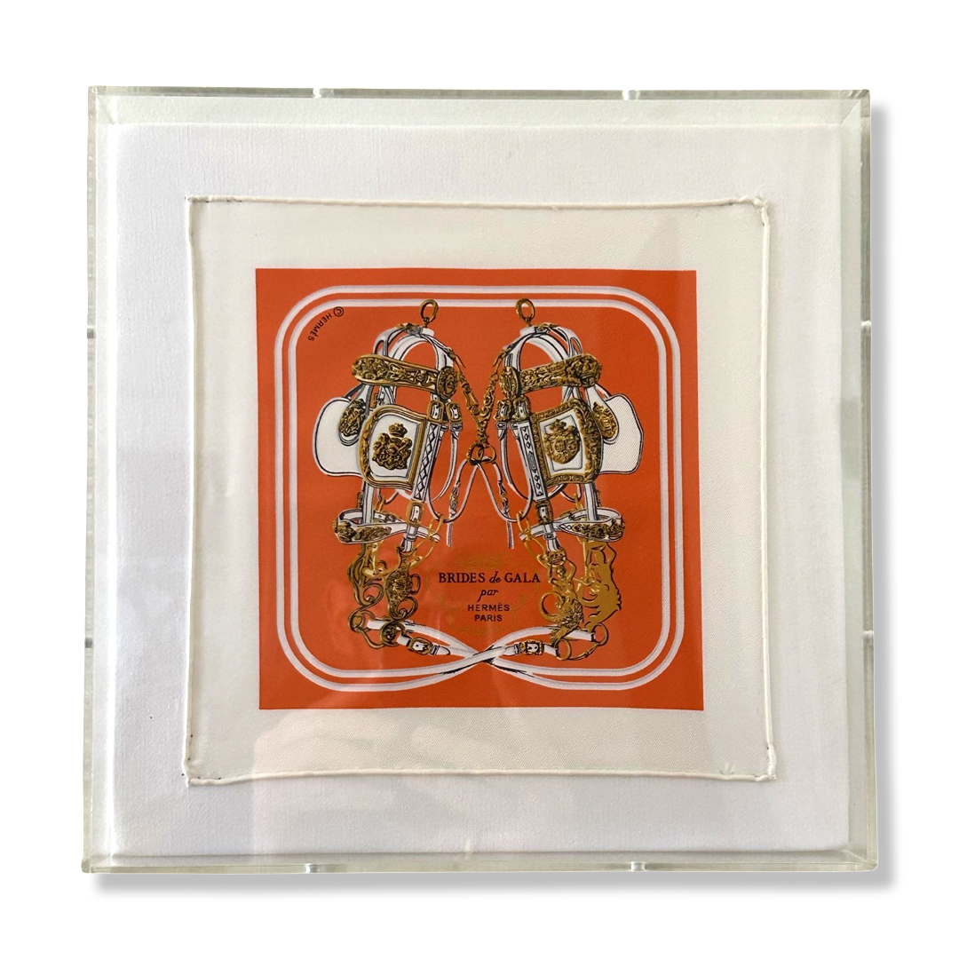 Brides de Gala Acrylic Shadow Box Framed Vintage Silk Scarf 10"