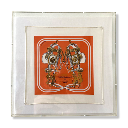 Brides de Gala Acrylic Shadow Box Framed Vintage Silk Scarf 10"