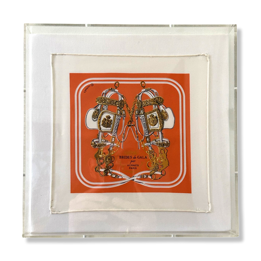 Brides de Gala Acrylic Shadow Box Framed Vintage Silk Scarf 10"