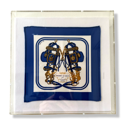 Brides de Gala Acrylic Shadow Box Framed Vintage Silk Scarf 10"
