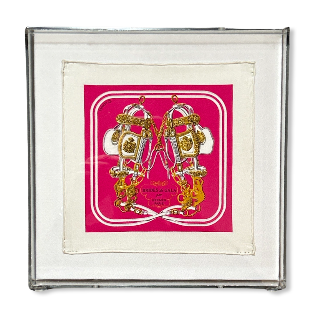 Brides de Gala Acrylic Shadow Box Framed Vintage Silk Scarf 10"