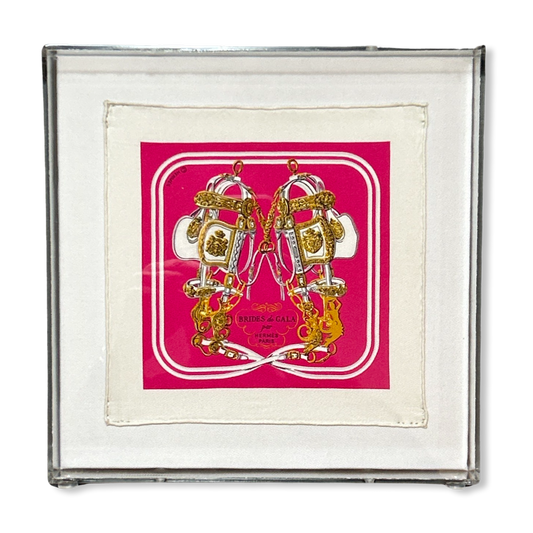 Brides de Gala Acrylic Shadow Box Framed Vintage Silk Scarf 10"