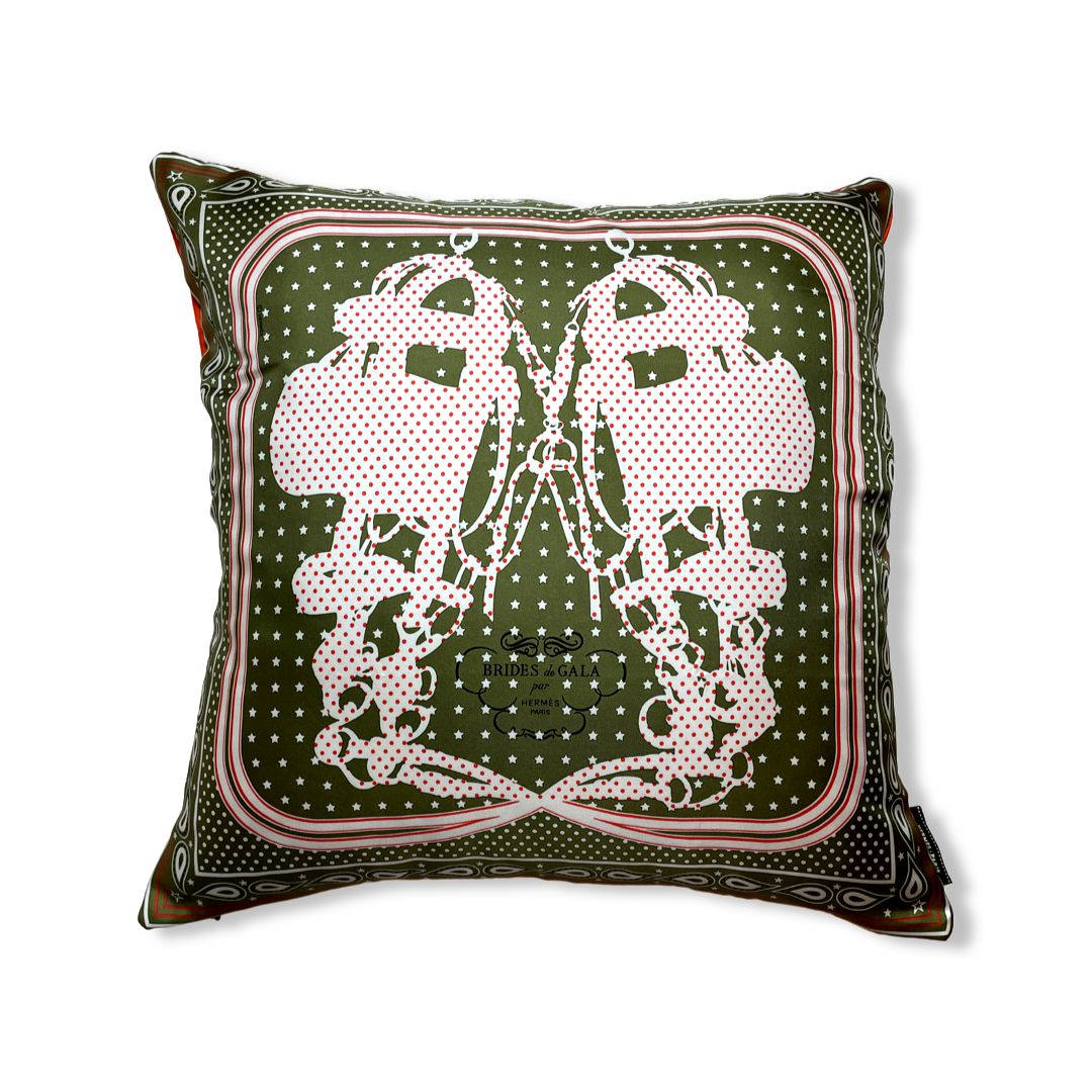 Brides de Gala Bandana Khaki Silk Scarf Pillow 22"