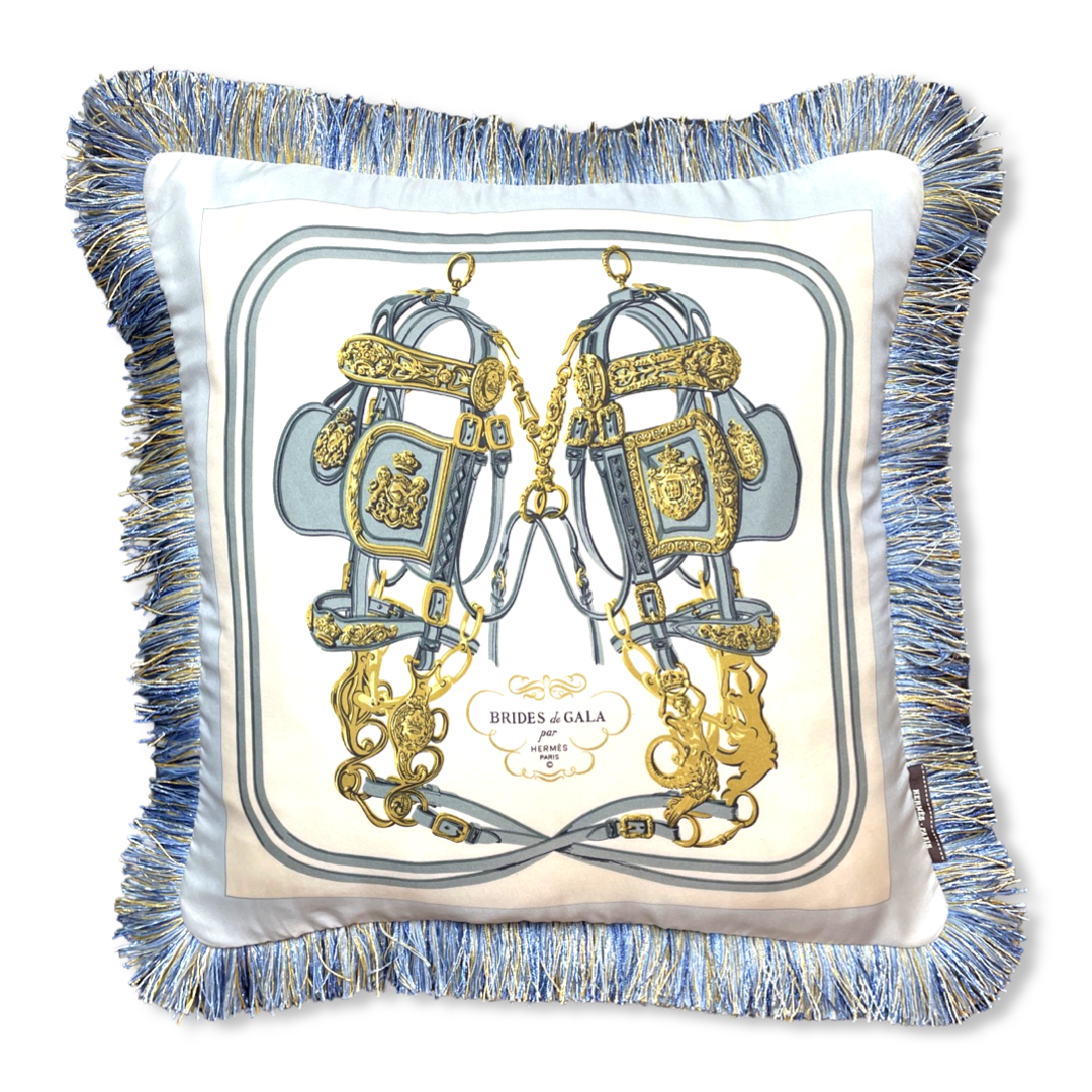 Brides de Gala Light Blue Vintage Silk Scarf Pillow 19"