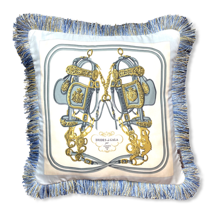 Brides de Gala Light Blue Vintage Silk Scarf Pillow 19"