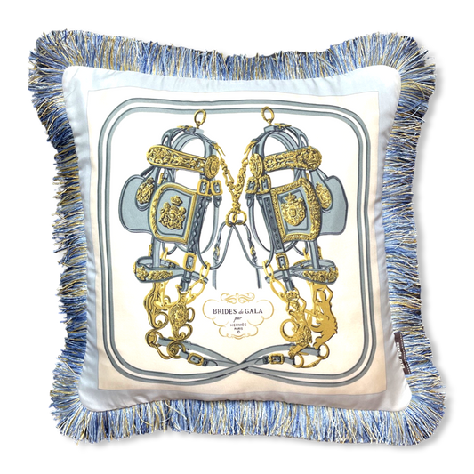 Brides de Gala Light Blue Vintage Silk Scarf Pillow 19"