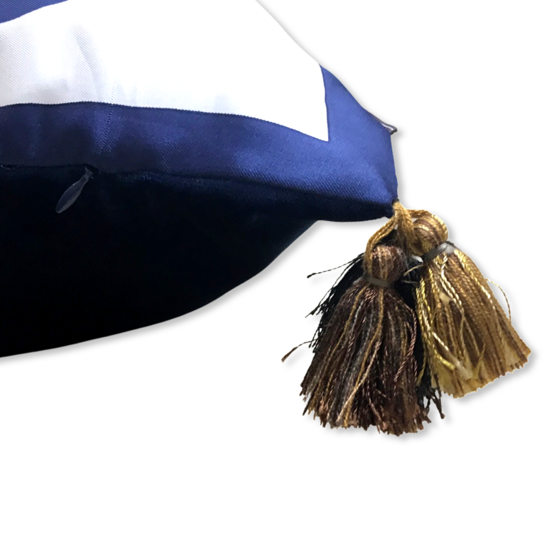 Brides de Gala Navy Vintage Silk Scarf Pillow 30"