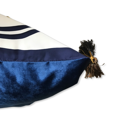 Brides de Gala Navy Vintage Silk Scarf Pillow 30"