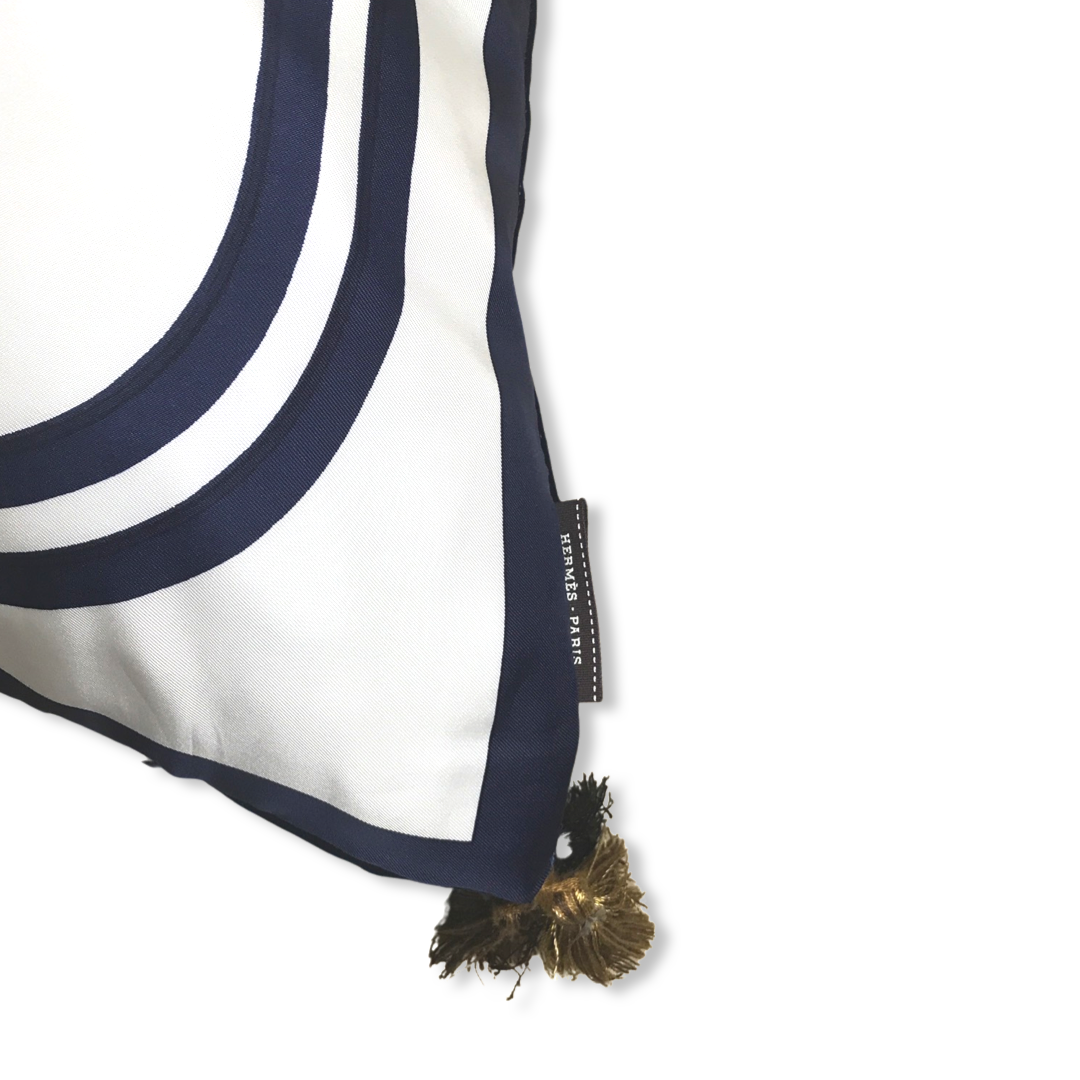 Brides de Gala Navy Vintage Silk Scarf Pillow 30"