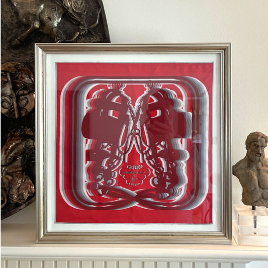 Brides de Gala Shadow Rouge Framed Vintage Silk Scarf 20"