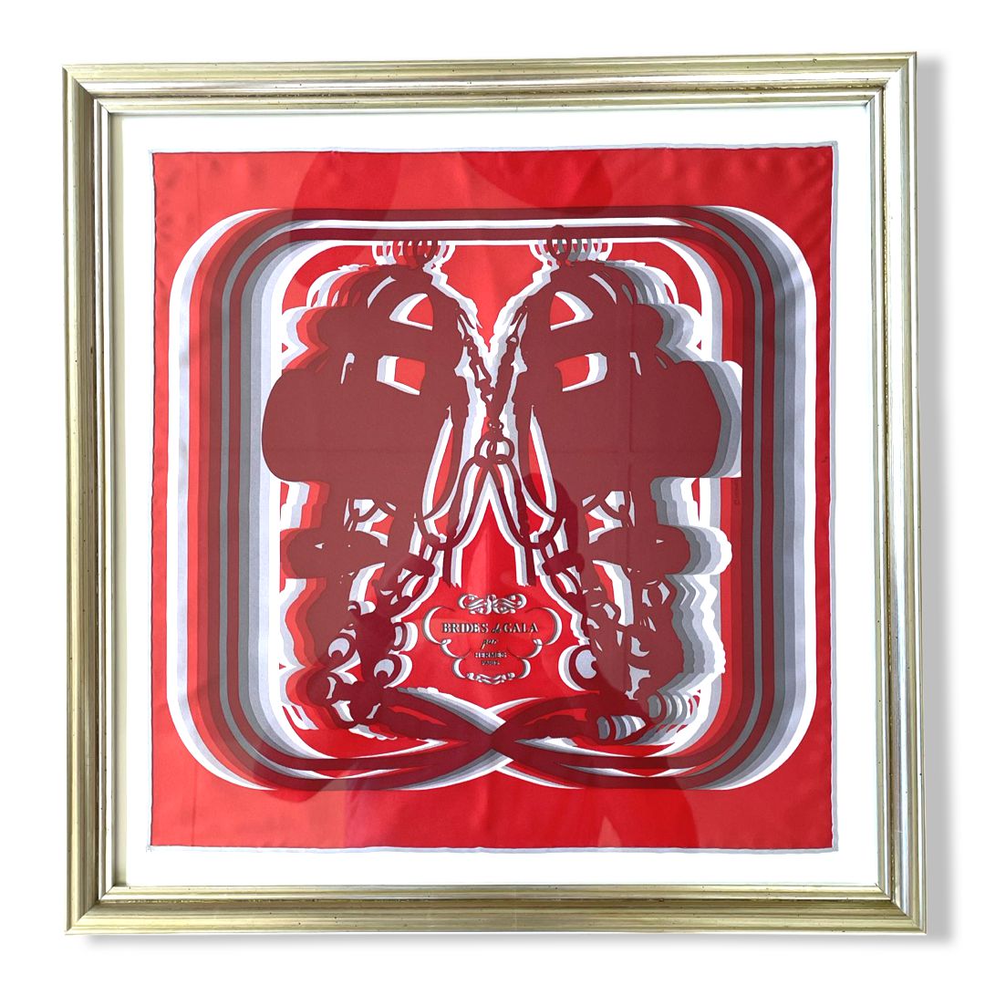 Brides de Gala Shadow Rouge Framed Vintage Silk Scarf 20"