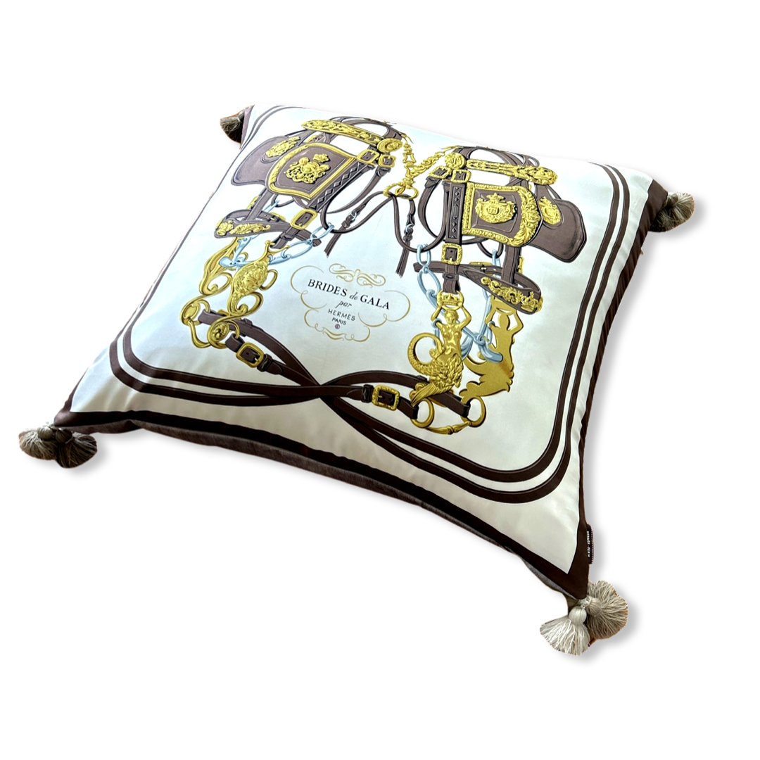 Brides de Gala Taupe Vintage Silk Scarf Pillow 30"