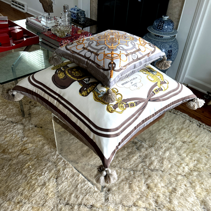 Brides de Gala Taupe Vintage Silk Scarf Pillow 30"