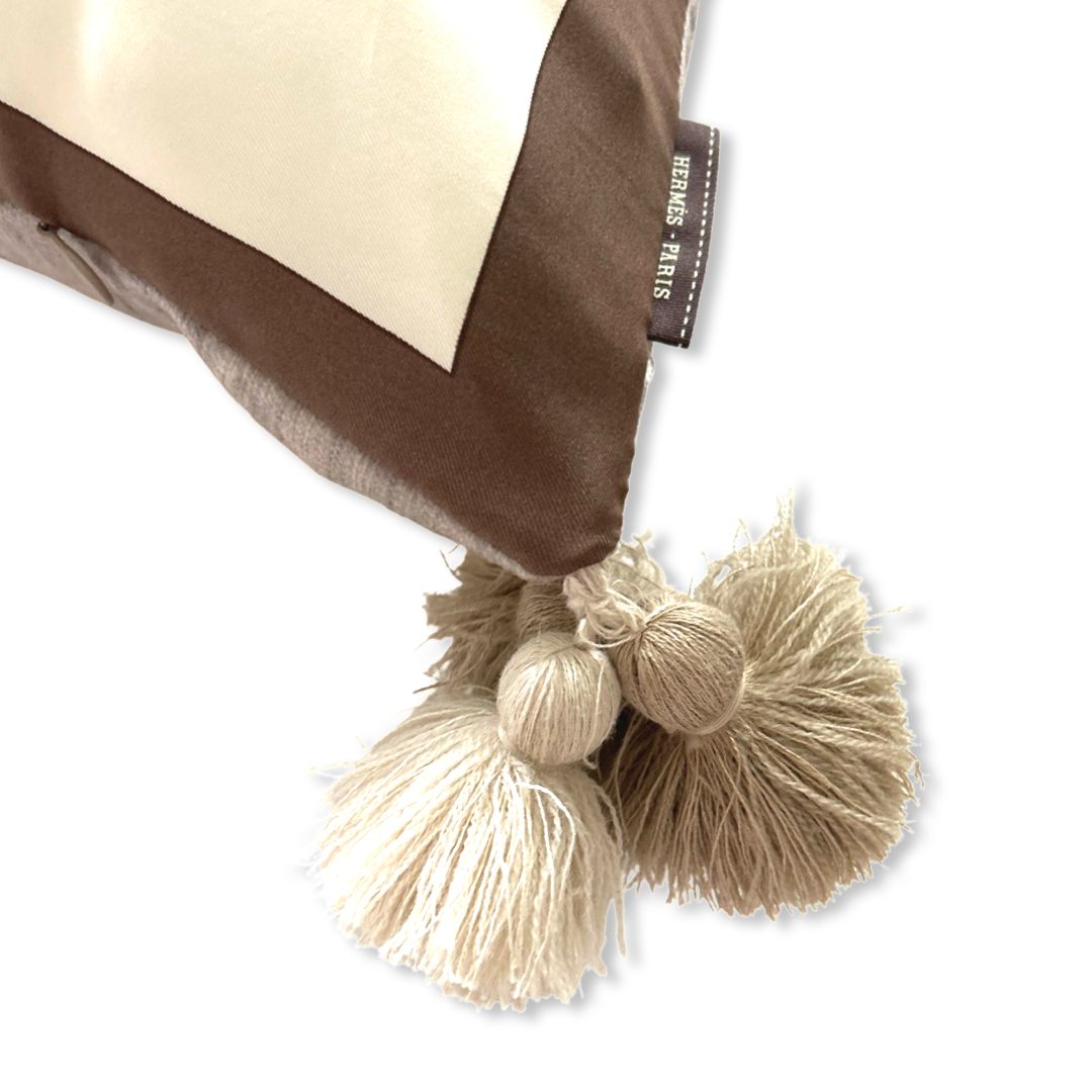 Brides de Gala Taupe Vintage Silk Scarf Pillow 30"