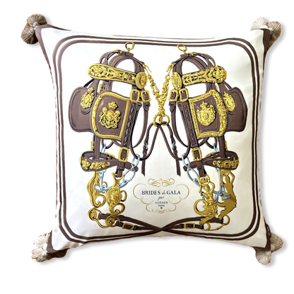 Brides de Gala Taupe Vintage Silk Scarf Pillow 30"
