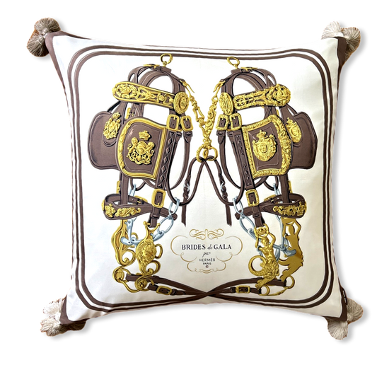 Brides de Gala Taupe Vintage Silk Scarf Pillow 30"