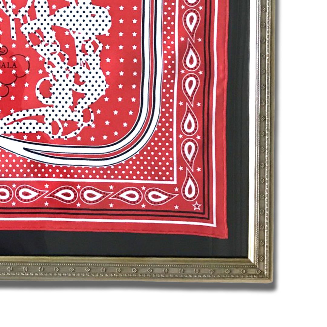 Brides de Gala a Pois Bandana Framed Vintage Silk Scarf 26"