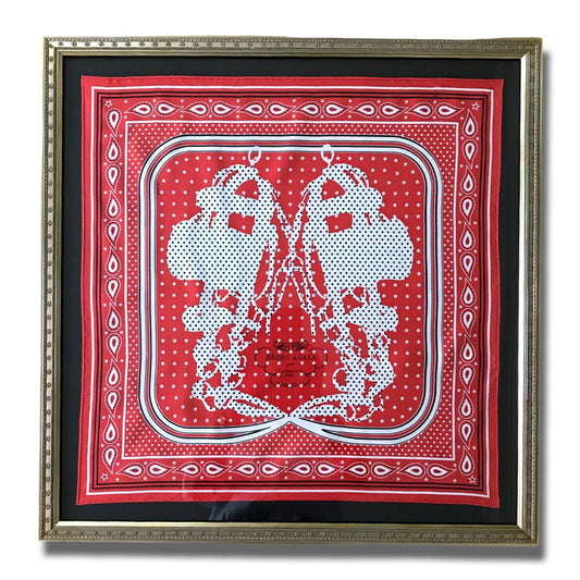 Brides de Gala a Pois Bandana Framed Vintage Silk Scarf 26"