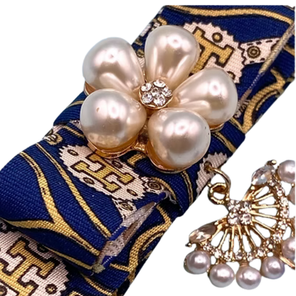 Equestrian Vintage Silk Necktie Bar Brooch