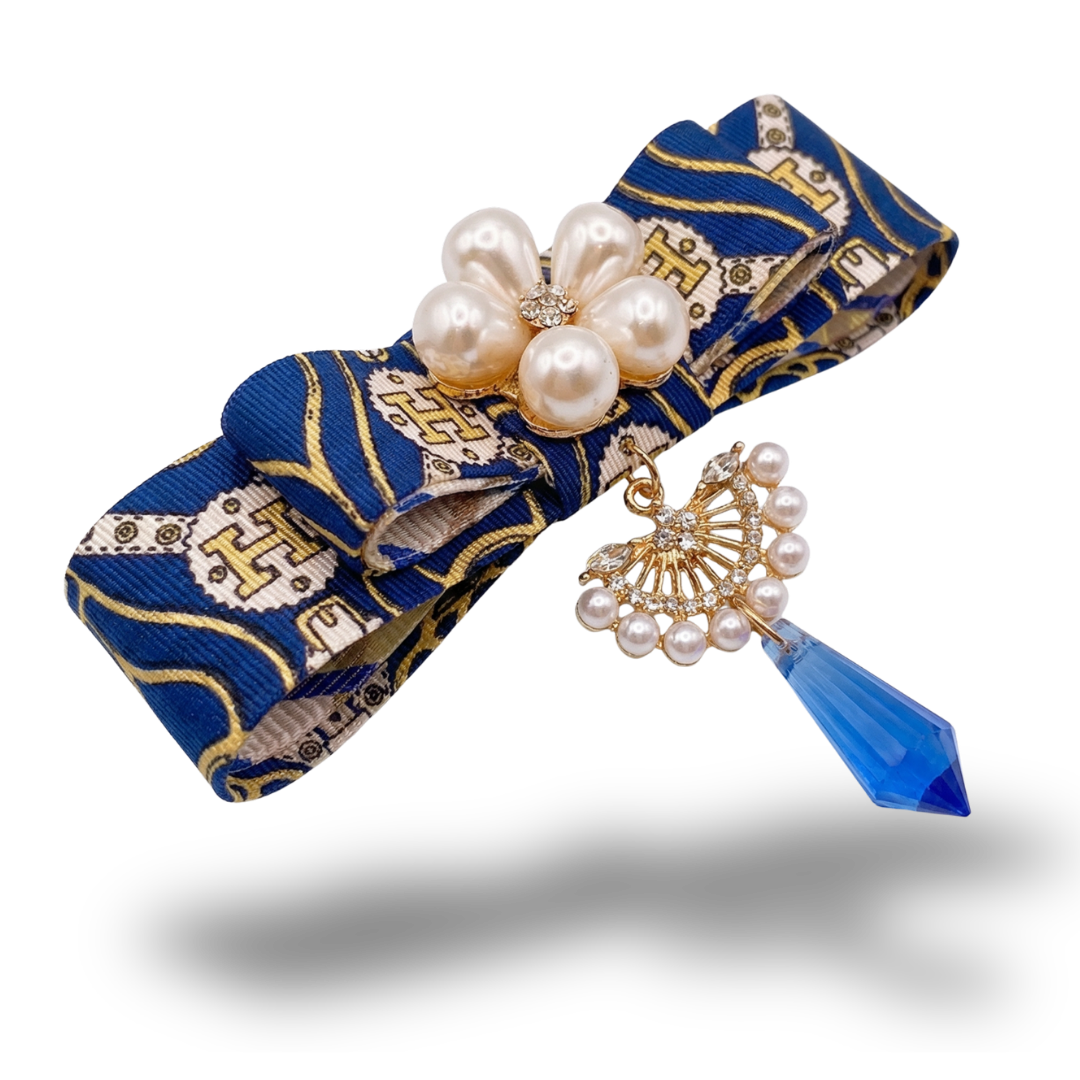Equestrian Vintage Silk Necktie Bar Brooch