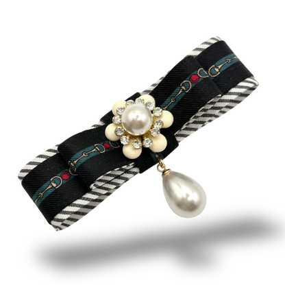 Horsebit Stripe Vintage Silk Necktie Bar Brooch