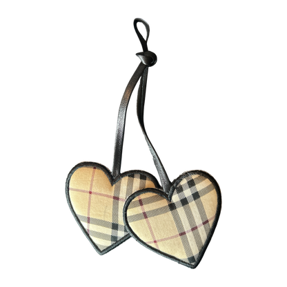 Nova Check Scarf Double Heart Bag Charm