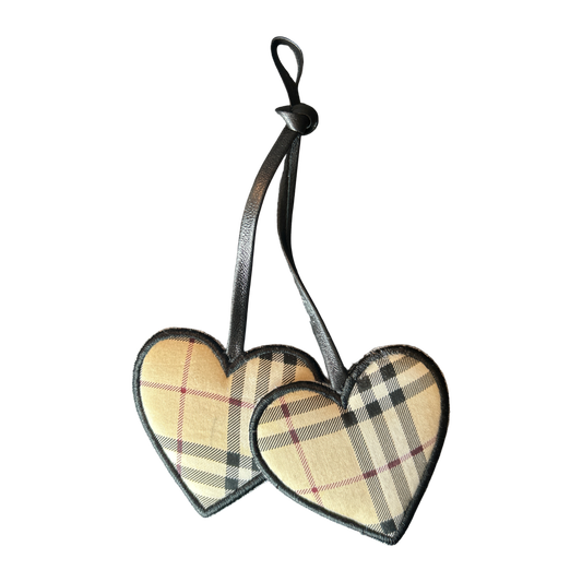 Nova Check Scarf Double Heart Bag Charm
