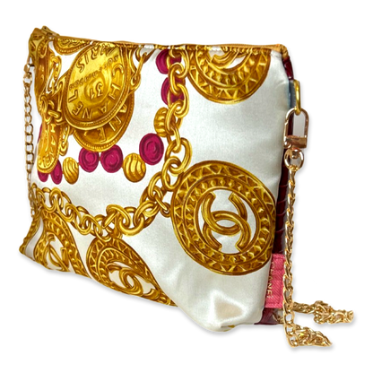 CC Logo Gold Coins Vintage Scarf Crossbody Bag