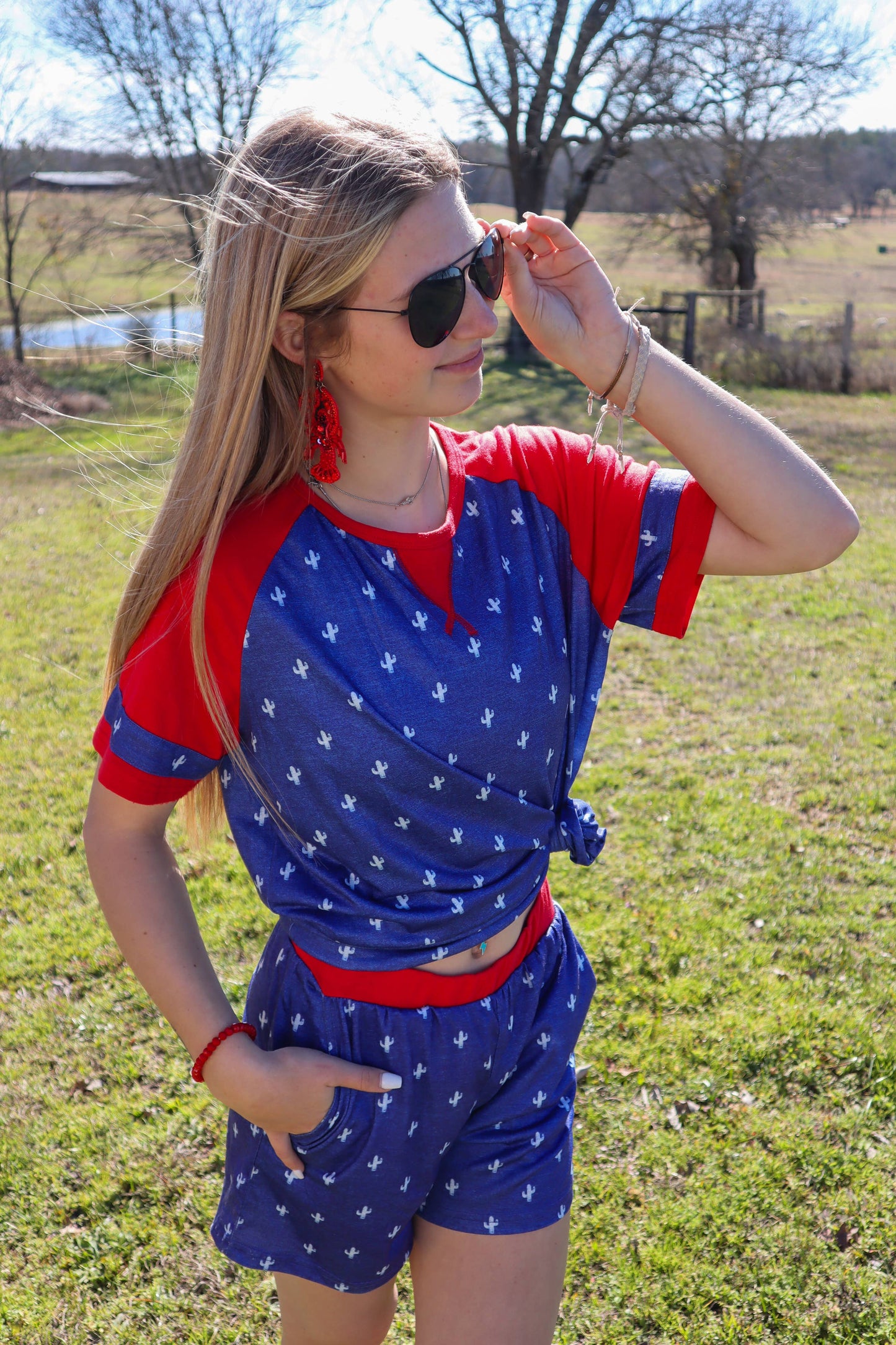 Cactus Drawstring Shorts – Western Summer Style