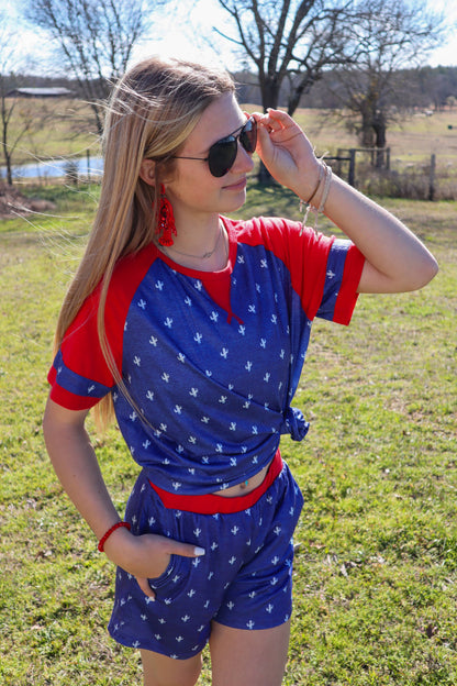 Cactus Drawstring Shorts – Western Summer Style