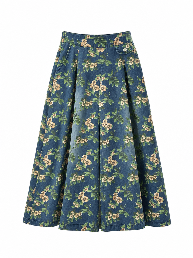 Free Spirit Floral Print Wide-Leg Jeans