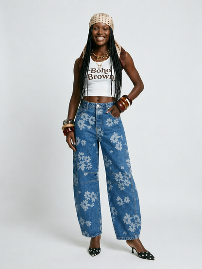 Free Spirit Floral Wide Leg Jeans
