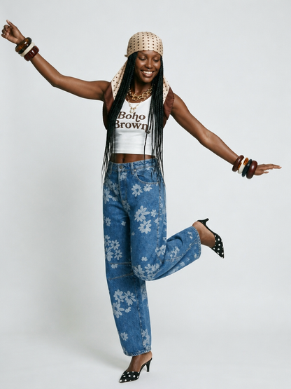 Free Spirit Floral Wide Leg Jeans