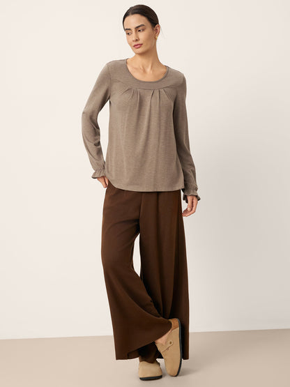 Cashmere Curved Seam Long Sleeve Top BROOKLYN