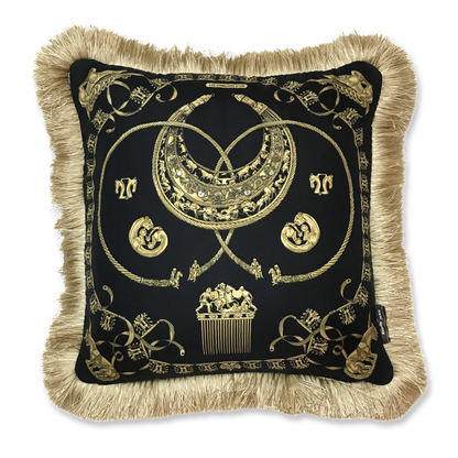 Cavaliers d'Or Noir Vintage Silk Scarf Pillow 19"