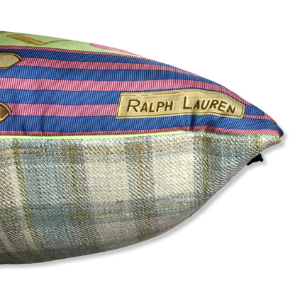Celadon Equestrian Vintage Silk Scarf Pillow 22"